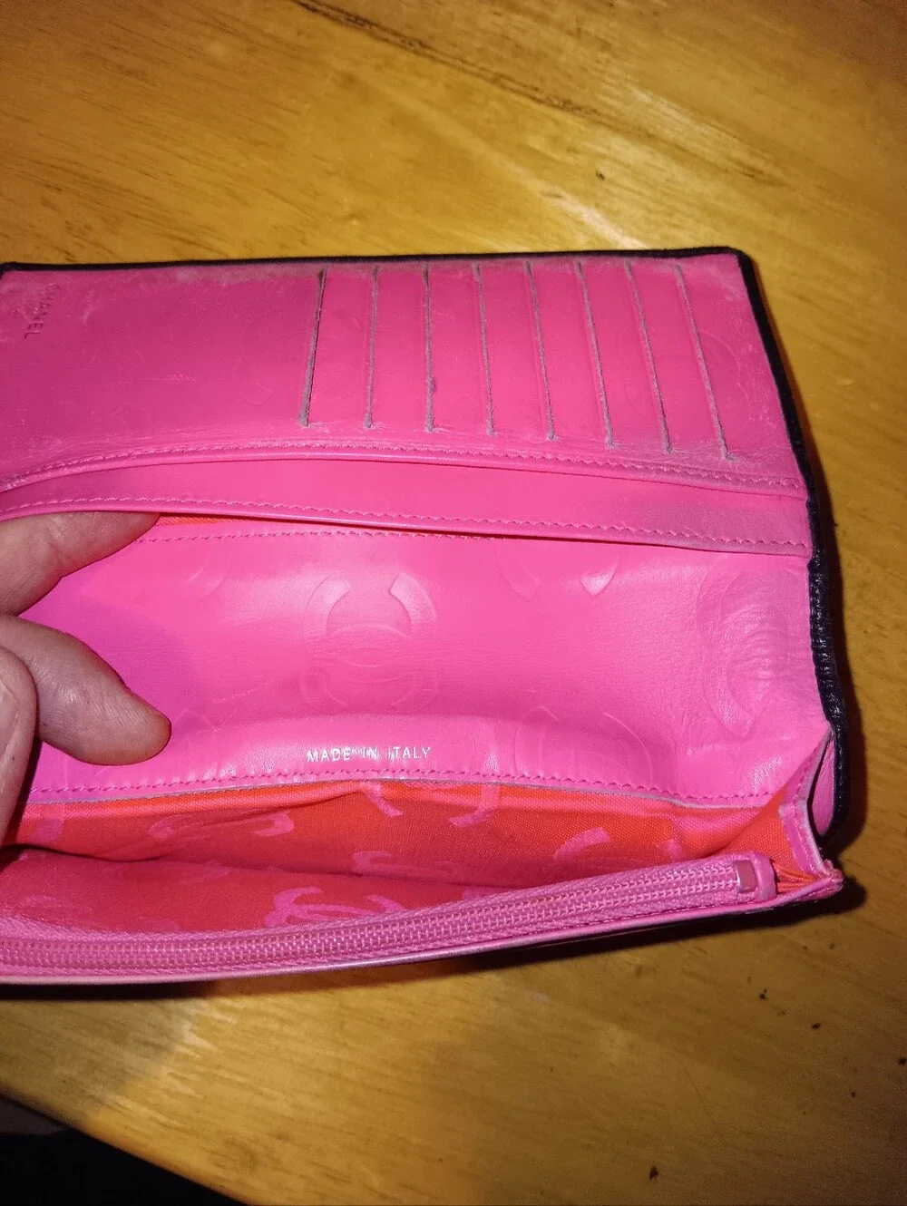 Chanel CC Cambone Leather Pink Interrior Fold Wallet